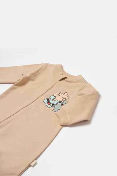 Bebek Fermuarlı Tulum, %100 Organik Pamuk, Bebek ve Yenidoğan Serisi - CSY8031 - 4