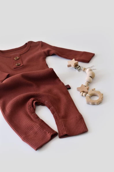 Bebek Uzun Kollu Tulum, %50 Modal Kumaş - %50 Organik Pamuk, Bebek ve Yenidoğan Serisi - CSYM11409 - 4