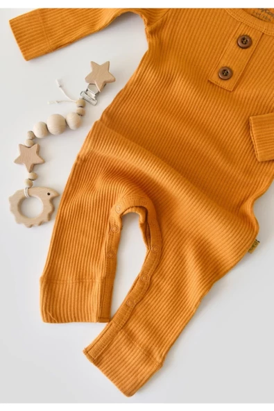 Bebek Uzun Kollu Tulum, %50 Modal Kumaş - %50 Organik Pamuk, Bebek ve Yenidoğan Serisi - CSYM11408 - 4