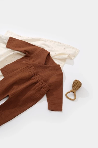 Bebek Kruvaze Uzun Kollu Tişört ve Pantolon Takım, %100 Pamuk, Bebek ve Yenidoğan Serisi - CSYM7013