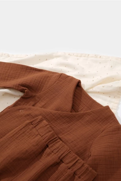 Bebek Kruvaze Uzun Kollu Tişört ve Pantolon Takım, %100 Pamuk, Bebek ve Yenidoğan Serisi - CSYM7013 - 2