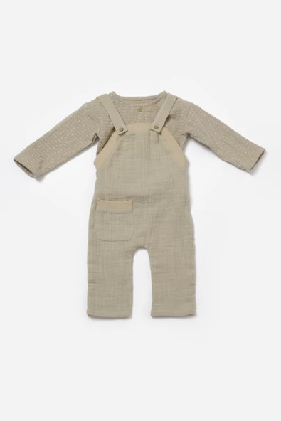 Bebek Uzun Kollu Tişört & Salopet Takım, %100 Pamuk, Bebek ve Yenidoğan Serisi - CSYM7046 - 2