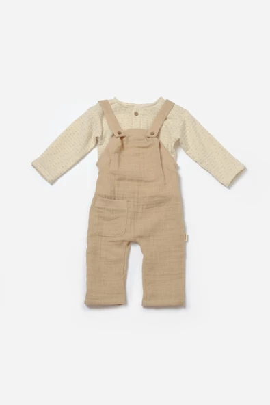 Bebek Uzun Kollu Tişört & Salopet Takım, %100 Pamuk, Bebek ve Yenidoğan Serisi - CSYM7047 - 2