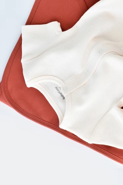 Bebek Şort Kollu Tulum, %100 Organik Pamuk, Bebek ve Yenidoğan Serisi - CSYW1014 - 2