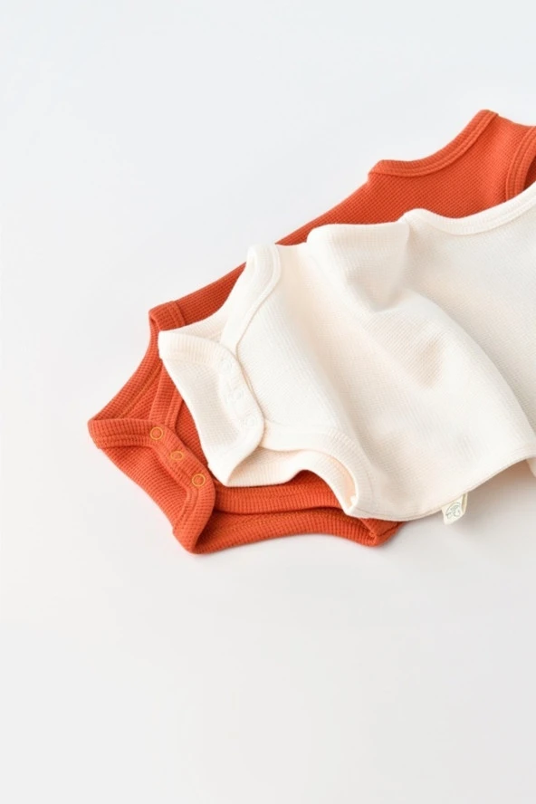 Bebek 2 Parça Kolsuz Body, %100 Organik Pamuk, Bebek ve Yenidoğan Serisi - CSYW1001 - 6