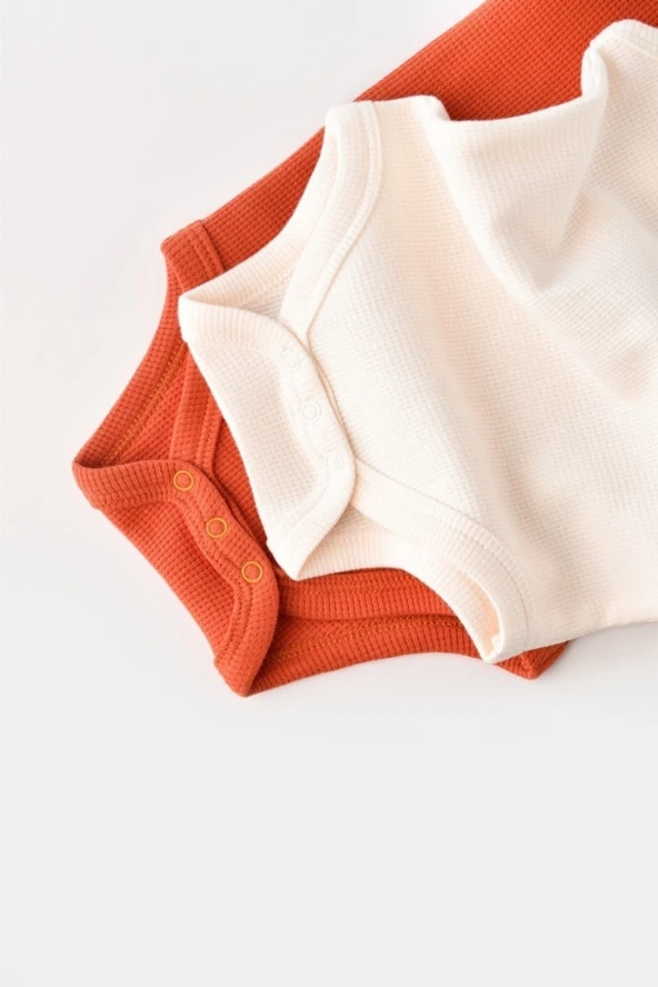 Bebek 2 Parça Kolsuz Body, %100 Organik Pamuk, Bebek ve Yenidoğan Serisi - CSYW1001 - 7