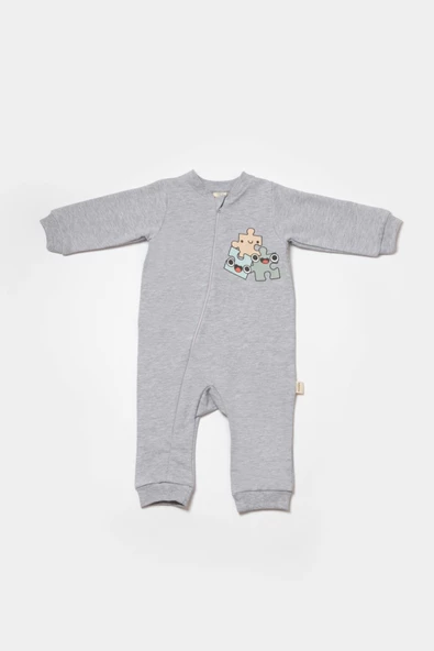 Bebek Fermuarlı Tulum, %100 Organik Pamuk, Bebek ve Yenidoğan Serisi - CSY8028 - 2