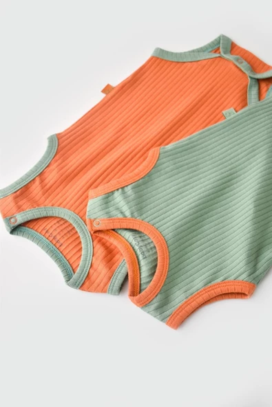 Bebek 2 Parça Kolsuz Body, %95 Organik Pamuk - %5 Elastan, Bebek ve Yenidoğan Serisi - CSYR4100 - 3