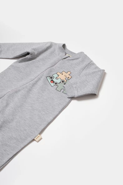 Bebek Fermuarlı Tulum, %100 Organik Pamuk, Bebek ve Yenidoğan Serisi - CSY8028 - 4