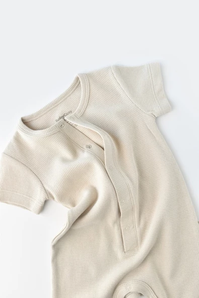 Bebek Şort Kollu Tulum, %100 Organik Pamuk, Bebek ve Yenidoğan Serisi - CSYW1012