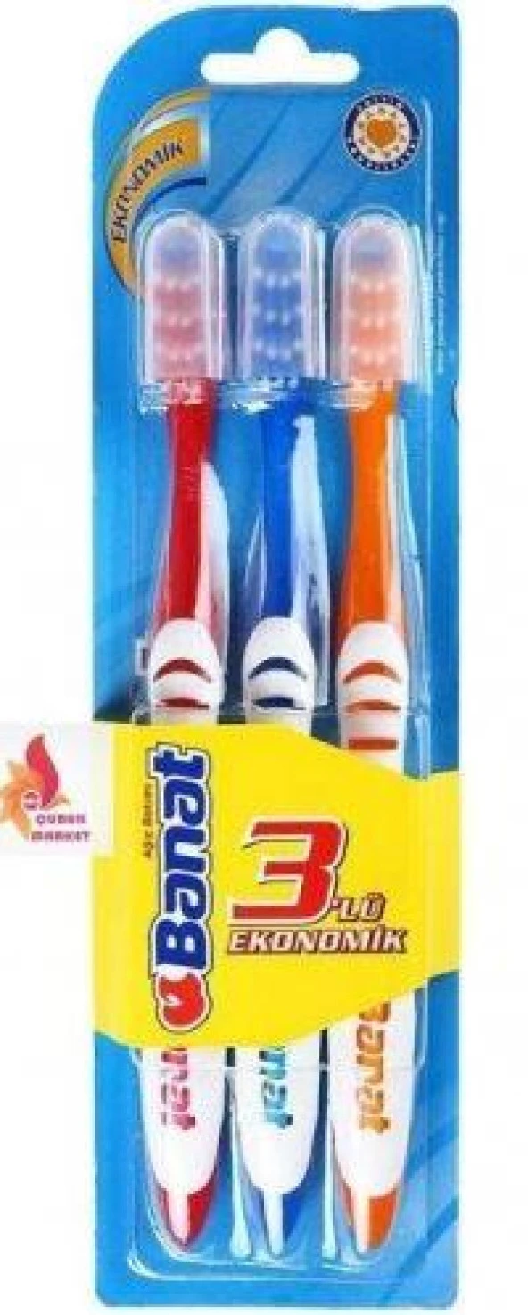 Banat Etki Diş Temizliği Diş Fırçası Orta 3'lü Aile Paketi
