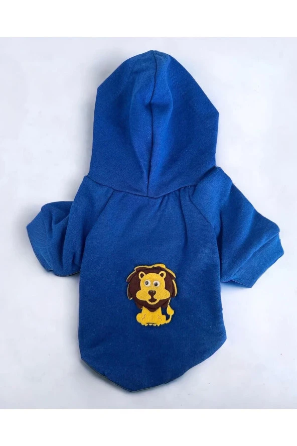 Blue Lion Kedi Kapşonlu Sweatshirt, Hoodie Kedi Kazağı, Kedi Kıyafeti
