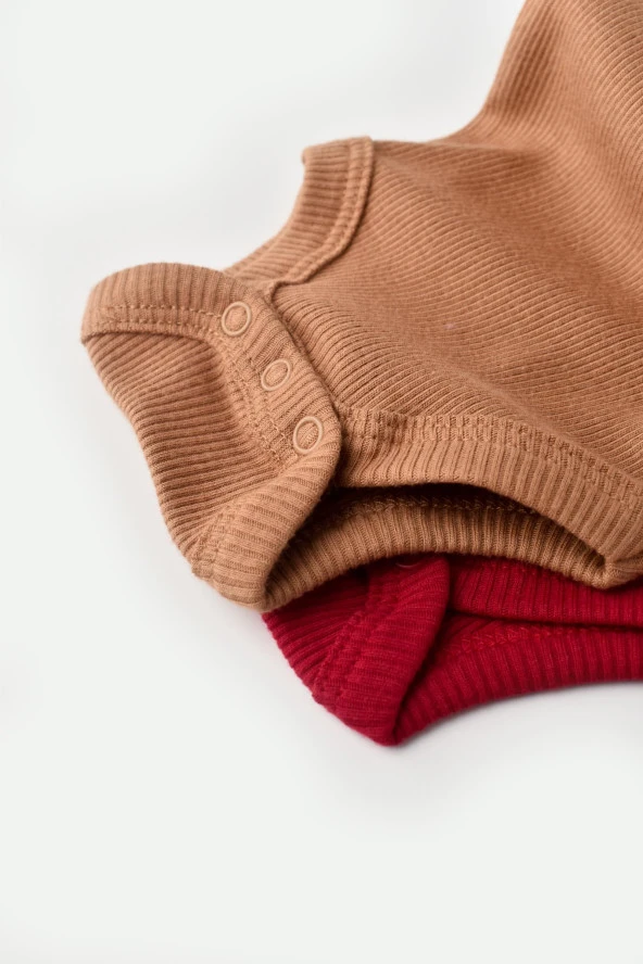 Bebek 2 Adet Kısa Kollu Body, %50 Modal Kumaş - %50 Organik Pamuk, Bebek ve Yenidoğan Serisi - CSYM11211 - 5