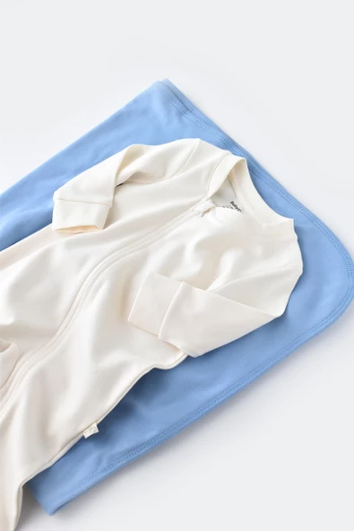 Bebek Fermuarlı Tulum, %100 Organik Pamuk, Bebek ve Yenidoğan Serisi - CSY3034 - 2