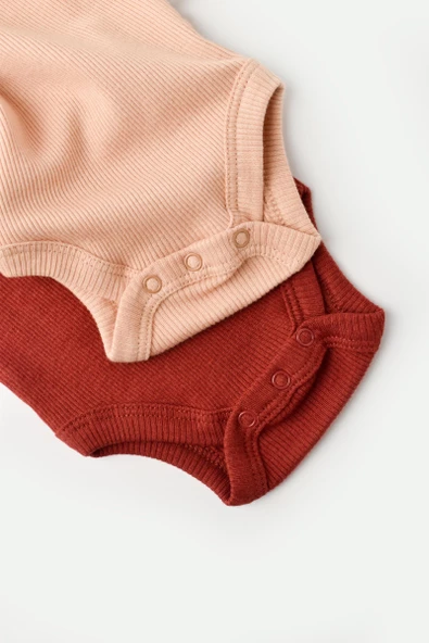 Bebek 2 Adet Kısa Kollu Body, %50 Modal Kumaş - %50 Organik Pamuk, Bebek ve Yenidoğan Serisi - CSYM11213 - 5
