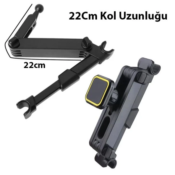 Coofbe Uzunluk Ayarlı 360 Döndürülebilir Araç İçi Tablet Tutucu Mıknatıslı Tablet Telefon Tutucu - 2