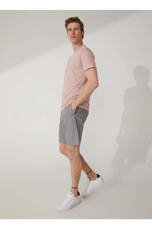 O Yaka Düz Pembe Erkek T-shirt Ts1014000281 - 2