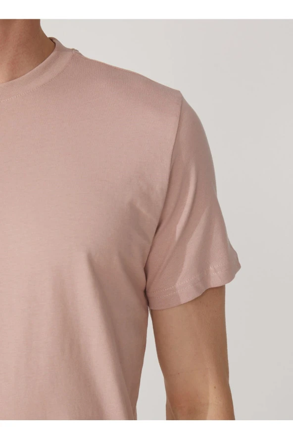 O Yaka Düz Pembe Erkek T-shirt Ts1014000281 - 6