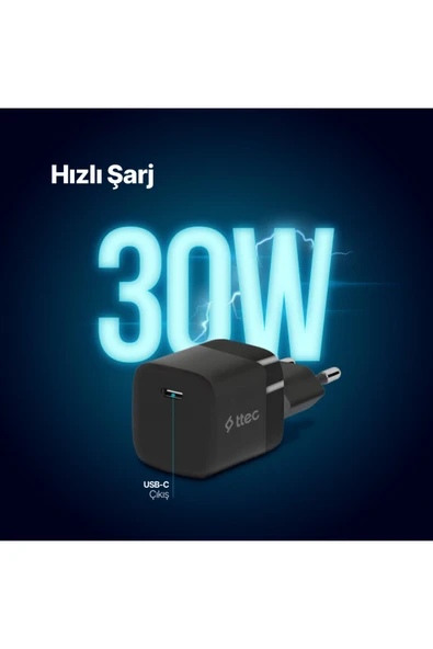 Ttec Smartcharger 30W Pd Usb-C Seyahat Hızlı Şarj Aleti Siyah - 2