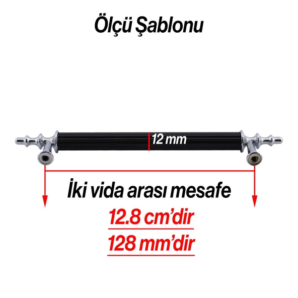 Erciyes Kulp Mobilya Mutfak Dolabı Çekmece Dolap Kulpları Kapak Kulpu Kulbu Siyah 128 mm Metal - Resim 6