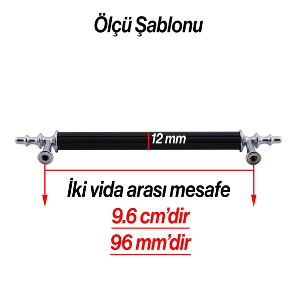 Erciyes Kulp Mobilya Mutfak Dolabı Çekmece Dolap Kulpları Kapak Kulpu Kulbu Siyah 96 mm Metal - 6