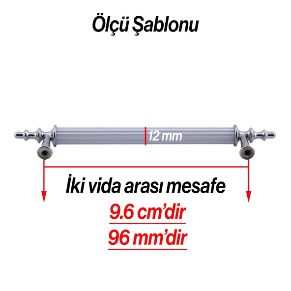 Erciyes Kulp Mobilya Mutfak Dolabı Çekmece Dolap Kulpları Kapak Kulpu Kulbu Beyaz Krom 96 mm Metal - 5