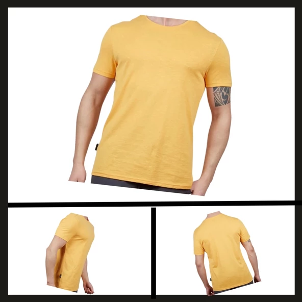 Uyguna-Yakala Hardal (600400) Alpinist Basic Erkek Pamuklu T-shirt-TSH.443