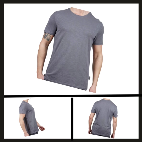 Uyguna-Yakala Antrasit (600400) Alpinist Basic Erkek Pamuklu T-shirt-TSH.440