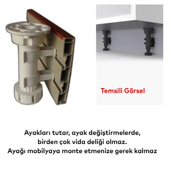 Mobilya Baza Ayakkabılık Dolap Mutfak Tezgah Gardrop Vestiyer Ayak Bacak Tutucu Toka Klips 6 Adet - 5