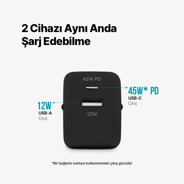 ttec SmartCharger Duo PD 45W Seyahat Hızlı Şarj Aleti USB-C+USB-A - 9