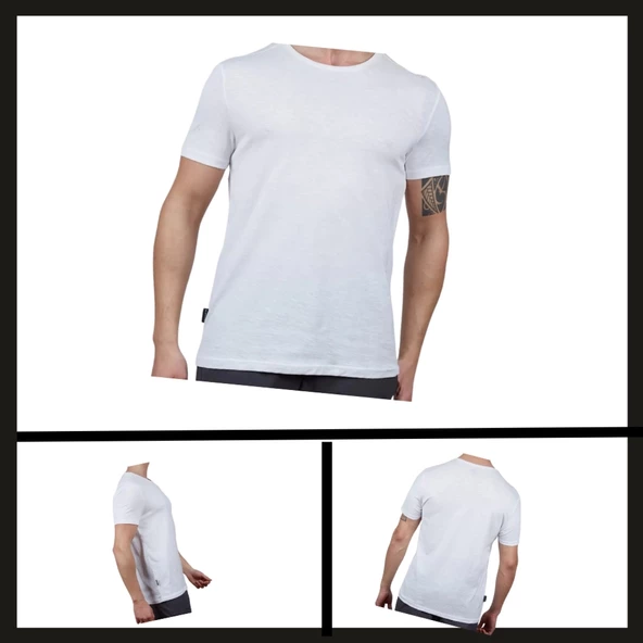 Uyguna-Yakala Beyaz (600400) Alpinist Basic Erkek Pamuklu T-shirt-TSH.442