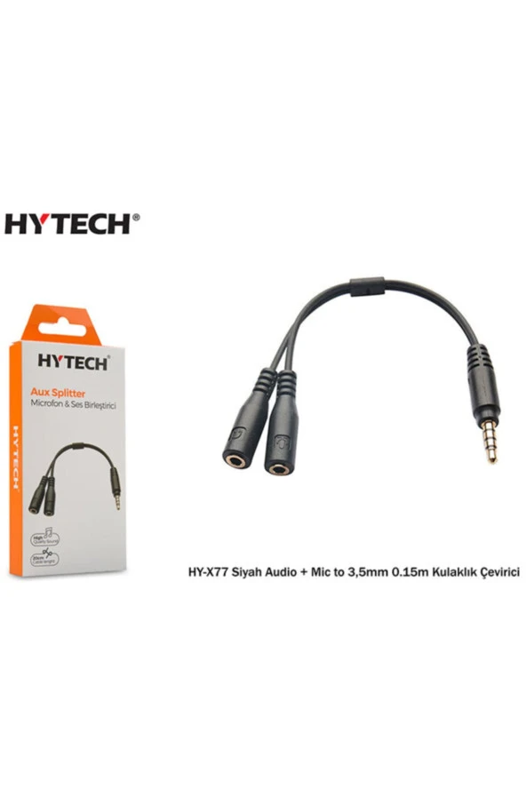 Hy-x77 Siyah Audio + Mic To 3,5mm 0.15m Kulaklık Çevirici - 2