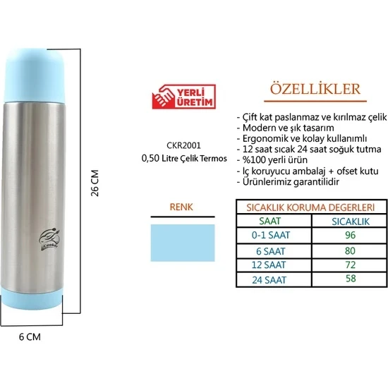 Cooker CKR2001 500 ml Çift Katlı Paslanmaz Çelik Termos - 10