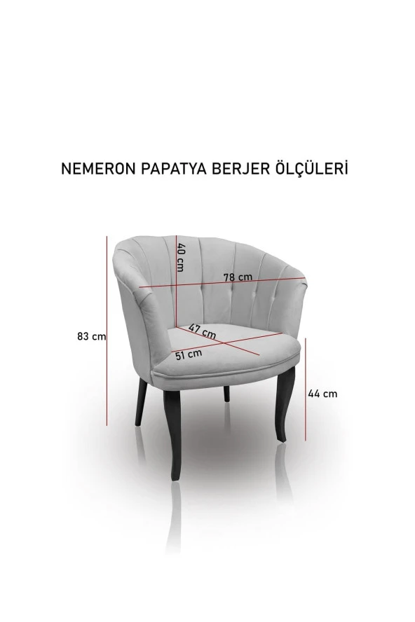 Nemeron Papatya Kollu Berjer Tekli Koltuk Kanepe Cafe Otel Restoran Çay Seti Ahşap Ayak - Lacivert - 5