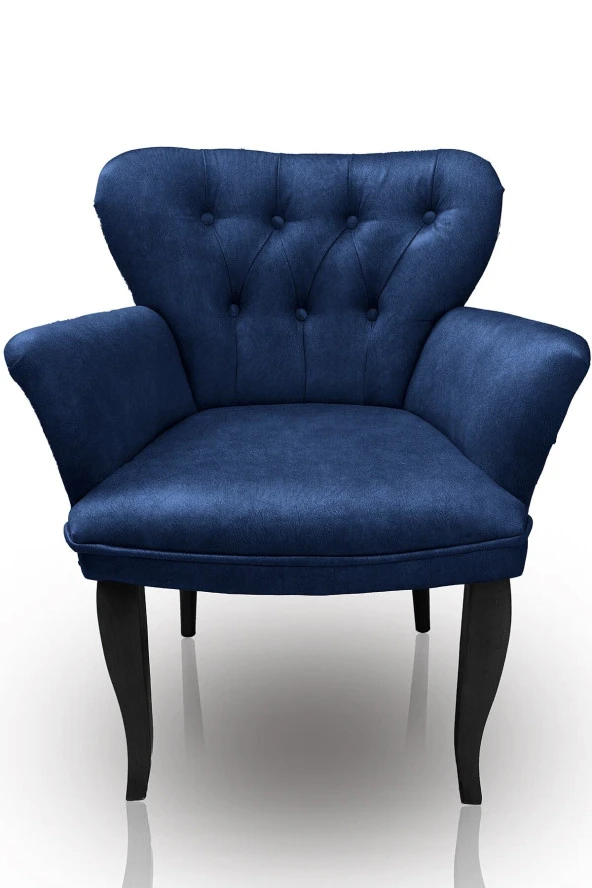 Nemeron Kollu Berjer Chester Kapitone Silinebilir Leke Tutmaz Kumaş Çay Seti Cafe Otel Tekli Koltuk Lacivert - 2