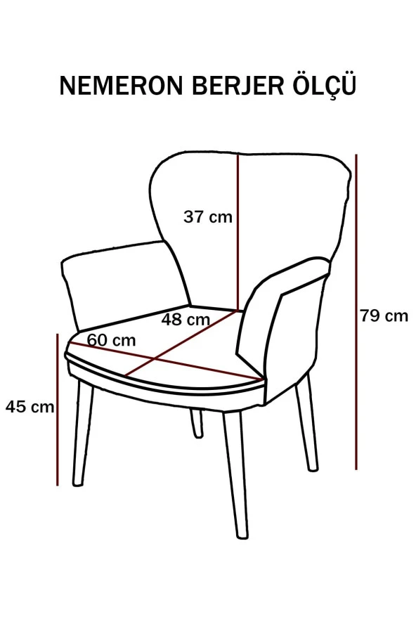 Nemeron Kollu Berjer Chester Kapitone Silinebilir Leke Tutmaz Kumaş Çay Seti Cafe Otel Tekli Koltuk Lacivert - 4