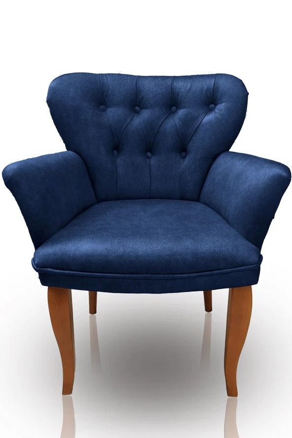 Nemeron Kollu Berjer Chester Kapitone Silinebilir Leke Tutmaz Kumaş Çay Seti Cafe Otel Tekli Koltuk Lacivert - 3