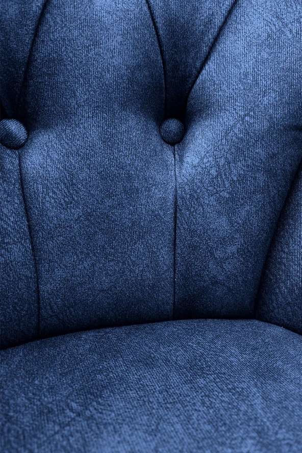 Nemeron Kollu Berjer Chester Kapitone Silinebilir Leke Tutmaz Kumaş Çay Seti Cafe Otel Tekli Koltuk Lacivert - 4