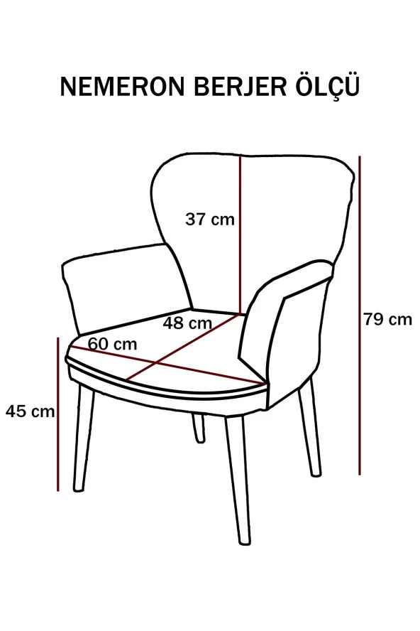Nemeron Kollu Berjer Chester Kapitone Silinebilir Leke Tutmaz Kumaş Çay Seti Cafe Otel Tekli Koltuk - Kiremit - 5