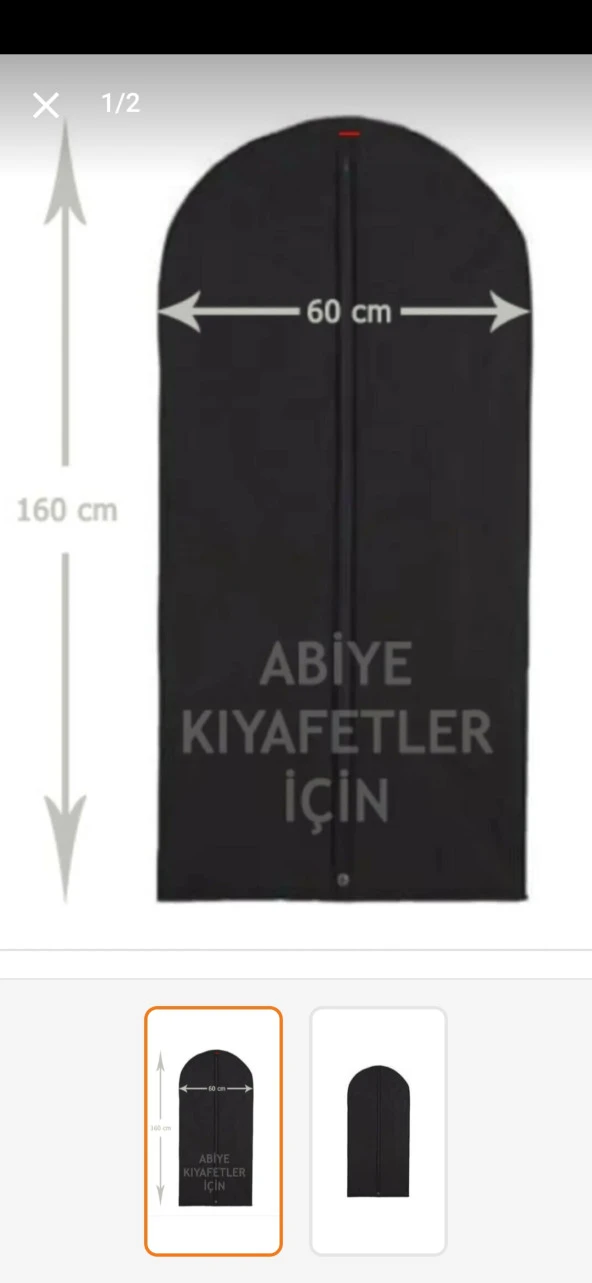 ABİYE ELBİSE KILIFI FERMUARLI GAMBOÇ 60 CM 160 CM