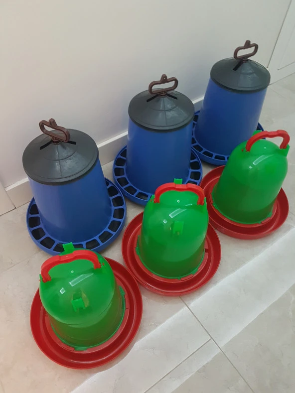 3 Adet Tavuk 15 Kg Yemlik 3 Adet 10 Lt  Suluk
