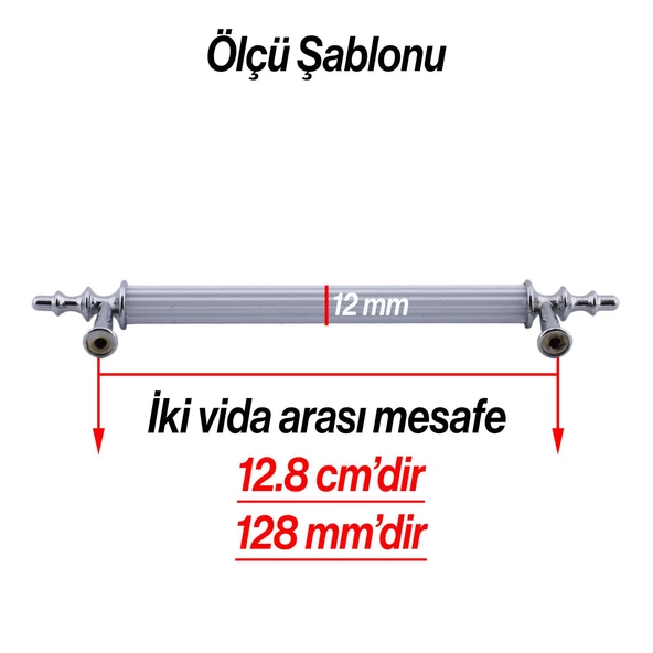 Erciyes Kulp Mobilya Mutfak Dolabı Çekmece Dolap Kulpları Kapak Kulpu Kulbu Krom Renk 128 mm Metal - 2