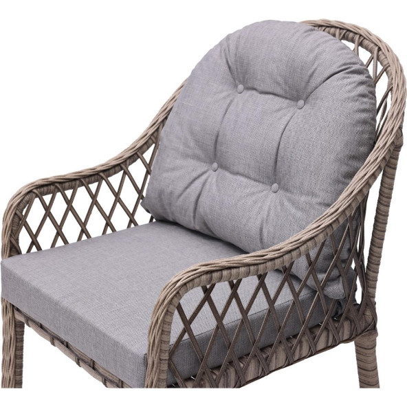 Grassgarden Defne 2+1+1 Alüminyum Üzeri Örgü Rattan Bahçe Balkon Mobilyası - 6
