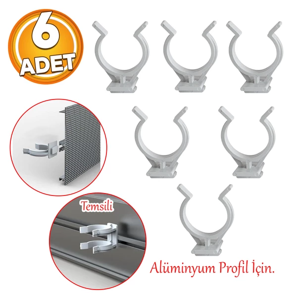 Alüminyum Baza Klipsi Mutfak Dolap Tezgah Alt Kısım Kapatma Klips Mobilya Ayak Tutucu Toka 6 Adet