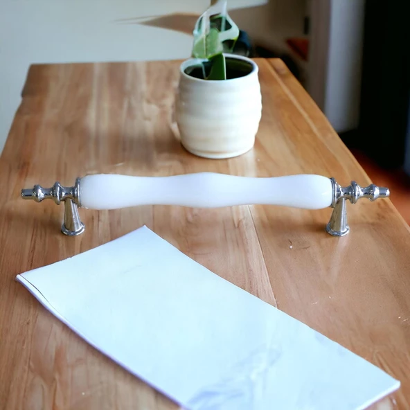 Gül Gerçek Porselen Siyah Beyaz 96 Mm Kulpları Mobilya Mutfak Dolabı Çekmece Dolap Kulpu Kulbu - Resim 5