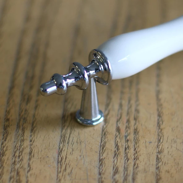 Gül Gerçek Porselen Siyah Beyaz 96 Mm Kulpları Mobilya Mutfak Dolabı Çekmece Dolap Kulpu Kulbu - Resim 3