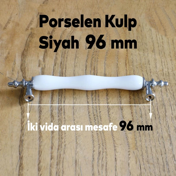 Gül Gerçek Porselen Siyah Beyaz 96 Mm Kulpları Mobilya Mutfak Dolabı Çekmece Dolap Kulpu Kulbu - Resim 2