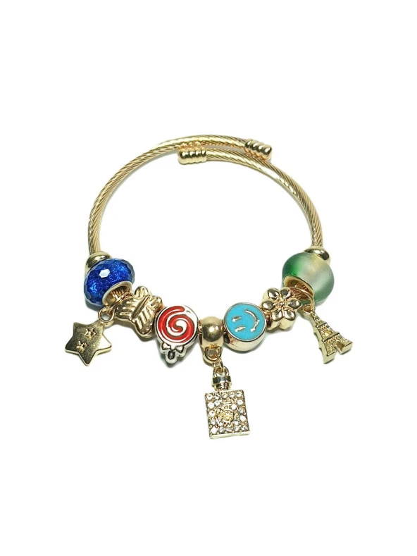 JTAW24ÇEB1433 JANTİ ÇELİK BİLEKLİK - PANDOORANIN CHARMLARI GOLD RENK KARARMAZ