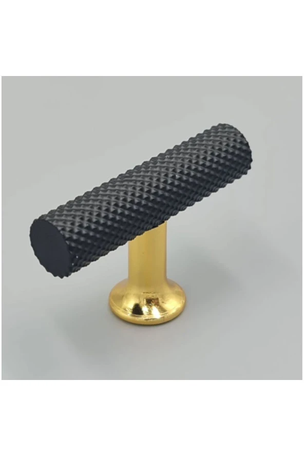 Mobilya Dolap Kulpu Mutfak Çekmece Kulpu Çizgili Dal Siyah Gold Tek Düğme 10 Adet