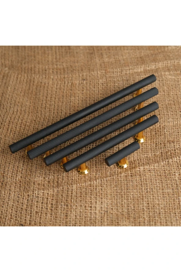 Mobilya Dolap Kulpu Mutfak Çekmece Kulpu Çizgili Dal Siyah Gold Tek Düğme 10 Adet - 3